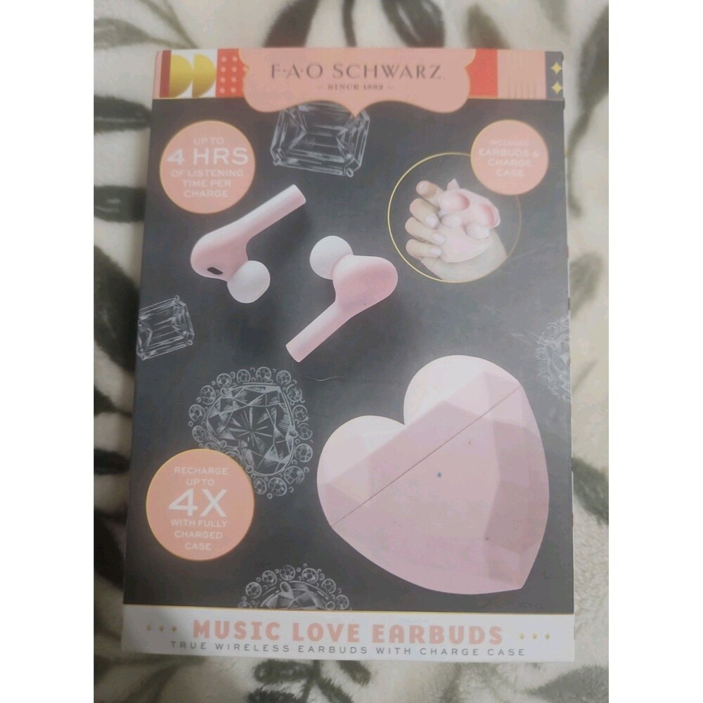 FAO Schwarz Music Love Wireless Earbuds Heart Charging Case Pink Bluetooth